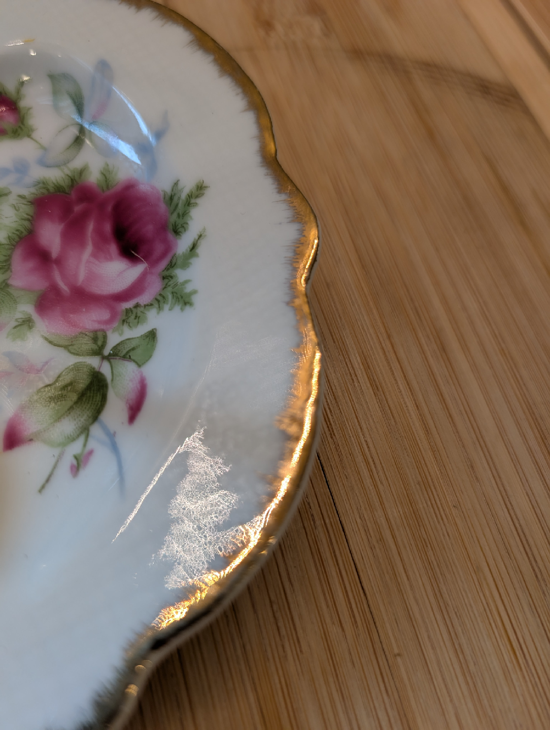 L'Amour China Gold and Floral Hand Painted Jewelry Dish - photo 3