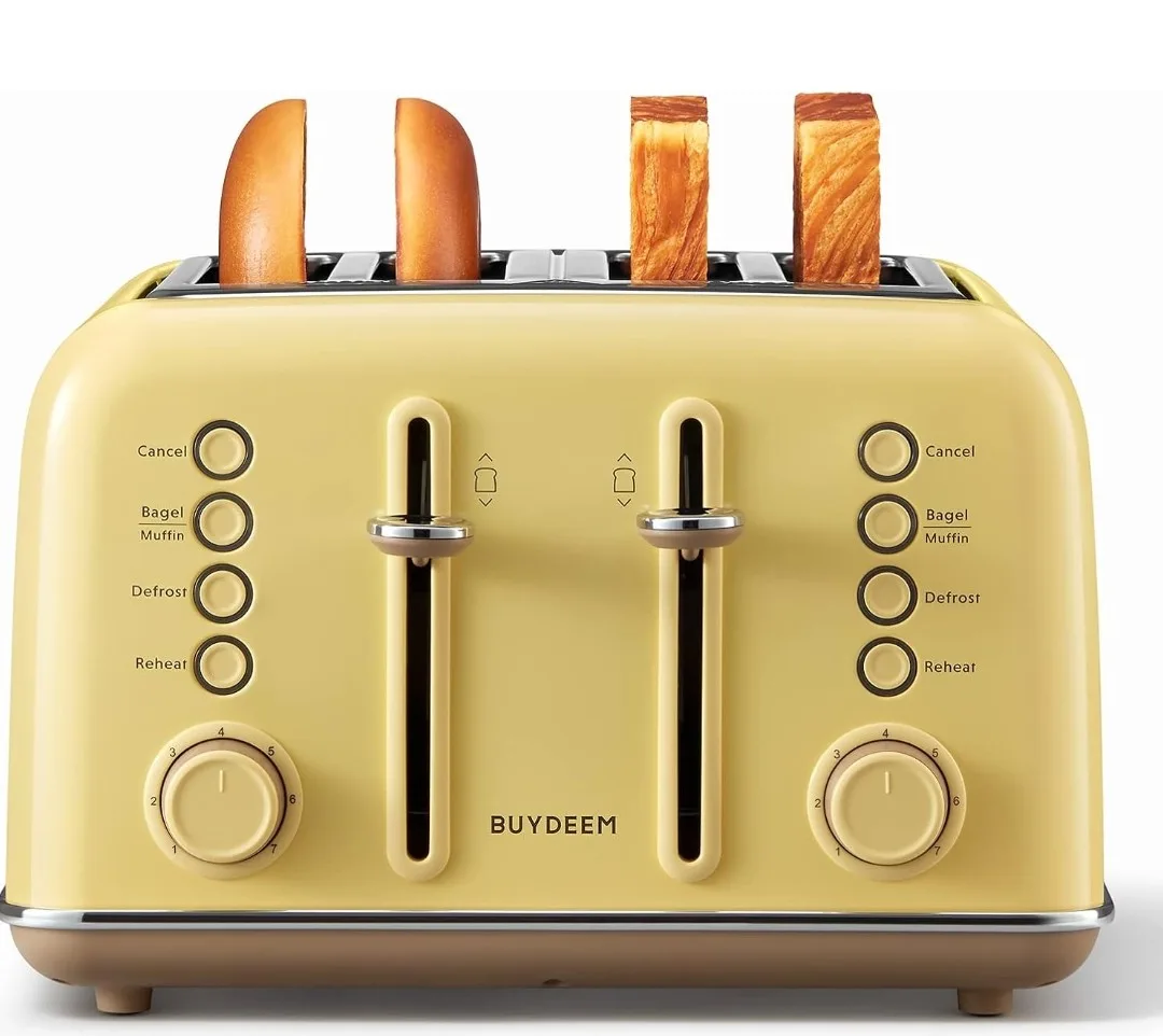BUYDEEM Toaster, 4-Slice, Yellow thumbnail