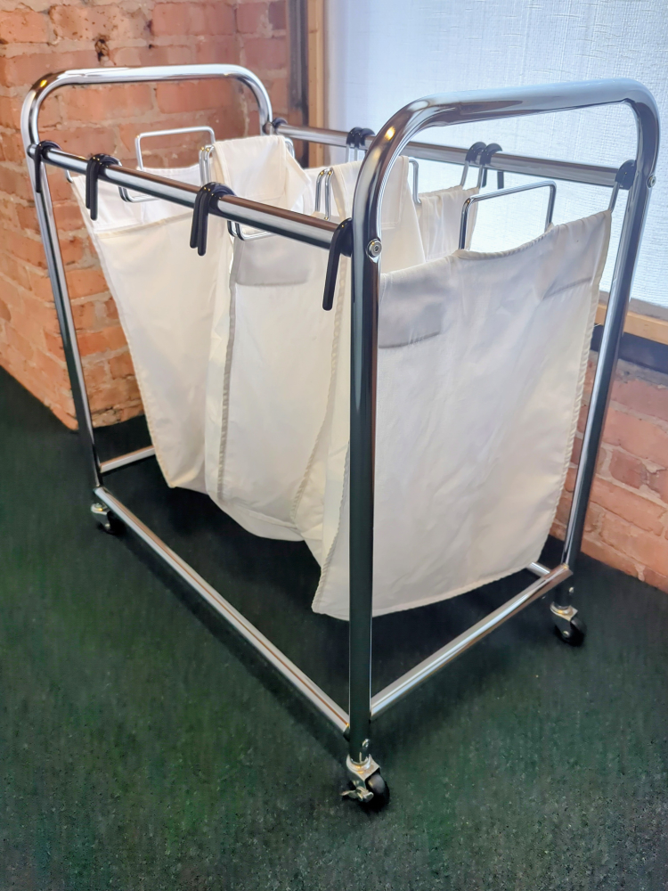 Rolling 3-Bag Laundry Sorter – Chrome Frame