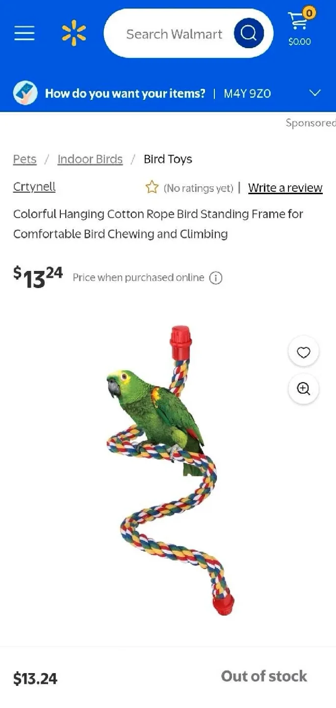 Bird Toy - Colorful Hanging Rope thumbnail