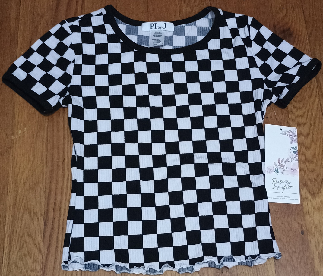 PL by J Checkerboard Crop Top Shirt