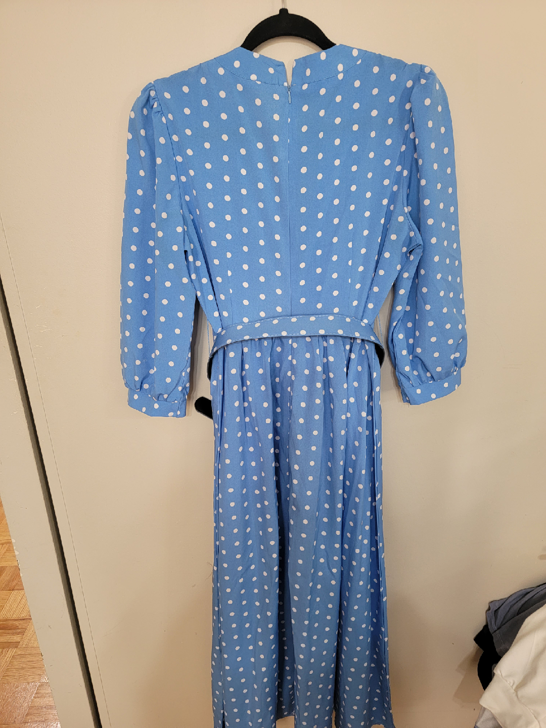Blue Polka Dot Dress with Belt - photo 2