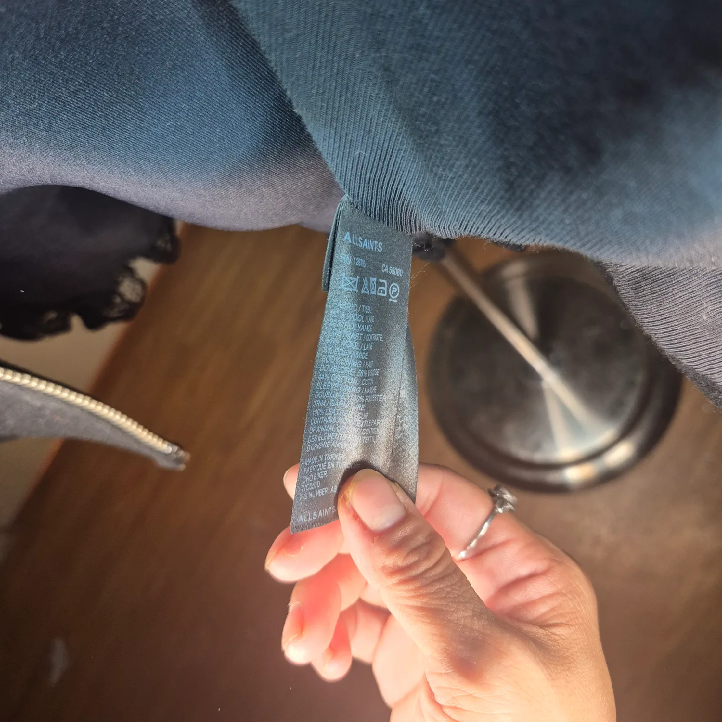 AllSaints Black Leather & Wool Blend Jacket - Size US 4 image indicator(10)