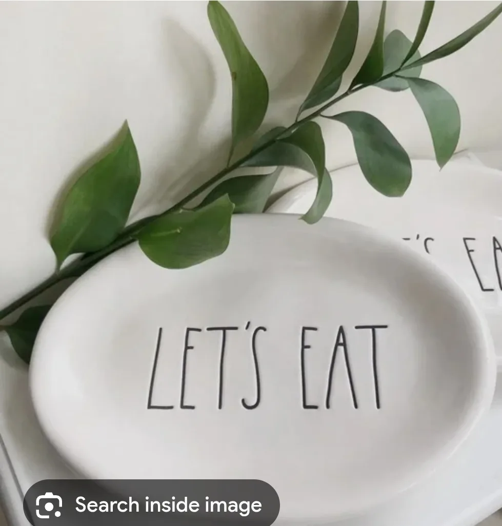Rae Dunn Artisan By Magenta "LET'S EAT" Oval Plate 8"X5. 5" thumbnail