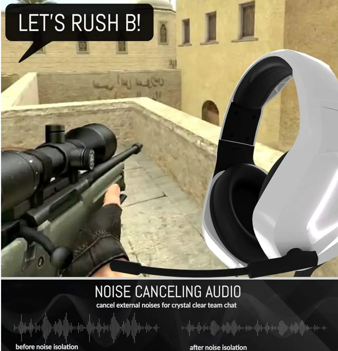 OZLY White Gaming Headset w/ Noise Cancelling Audio image indicator(5)