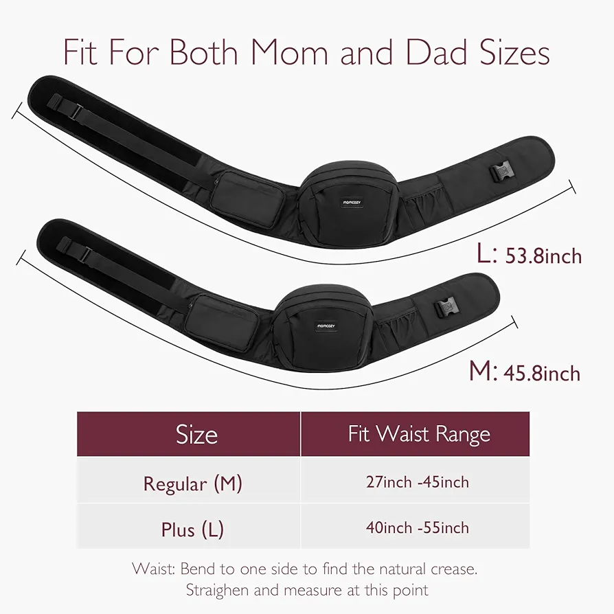 Momcozy Baby Carrier Waist Seat - Black Medium - photo 4