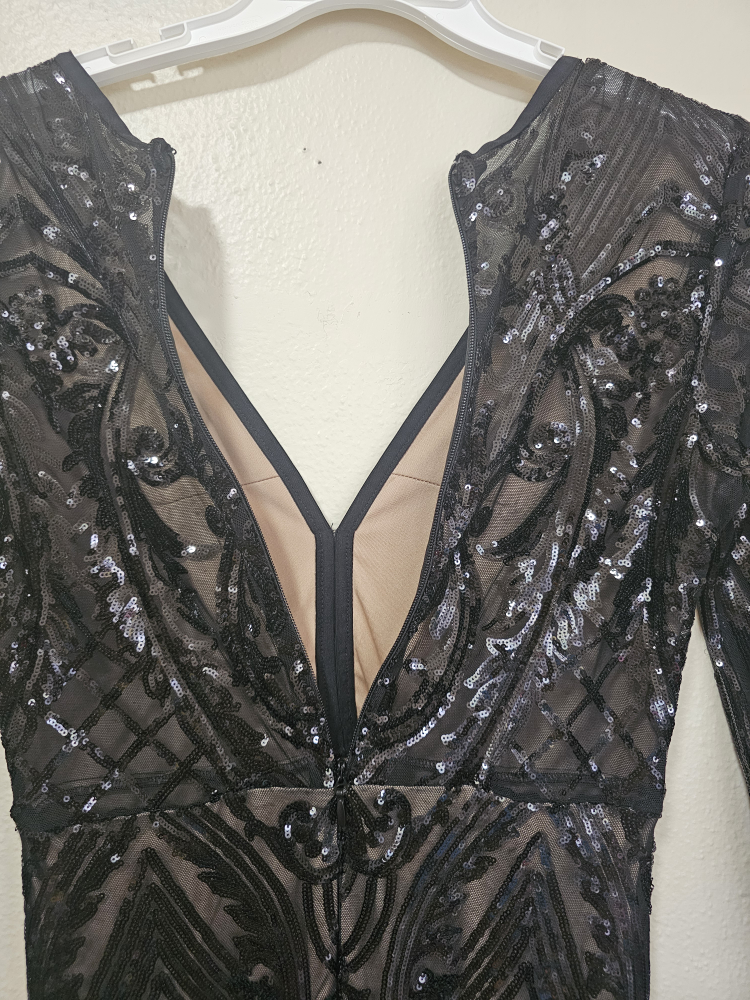 Black Sequin Long Sleeve Maxi Dress - photo 3