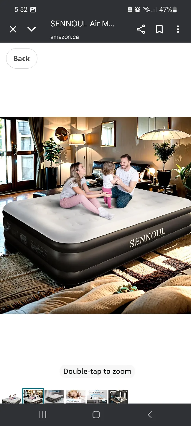 SENNOUL Queen Size Air Mattress - 80"x60"x18" brand new image indicator(2)