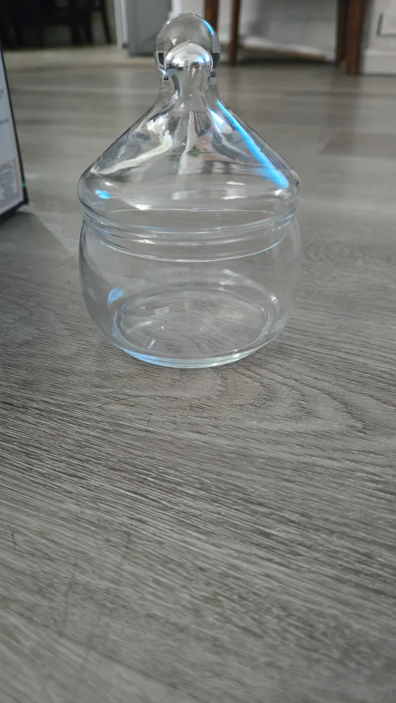 Vintage Clear Glass Jar with Lid thumbnail