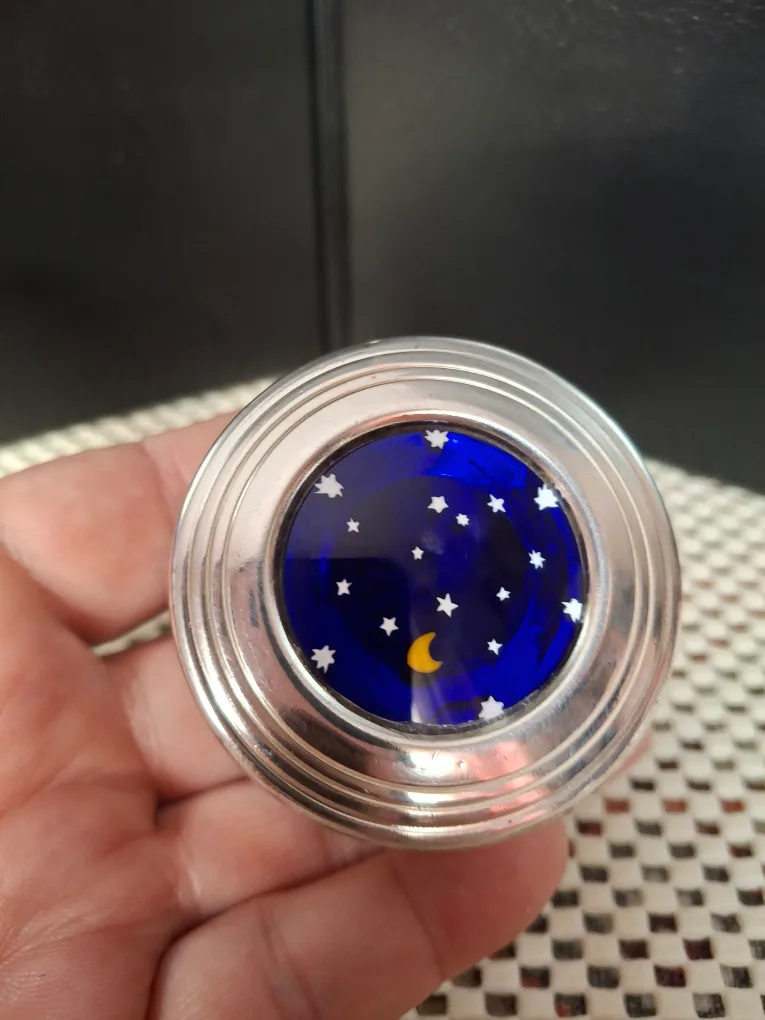 Murano Glass Pill Box with Starry Night Design thumbnail