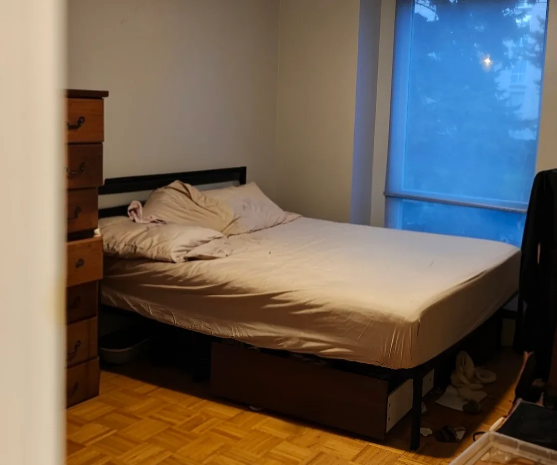 king Bed frame with mattress thumbnail