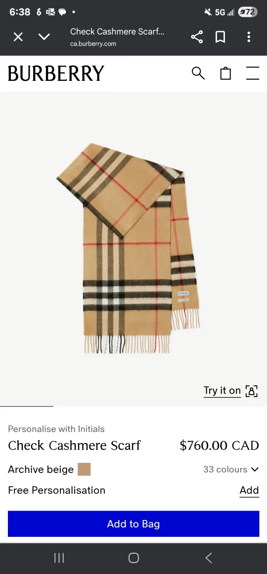 Burberry Giant Check Cashmere Scarf - Archive Beige image indicator(4)