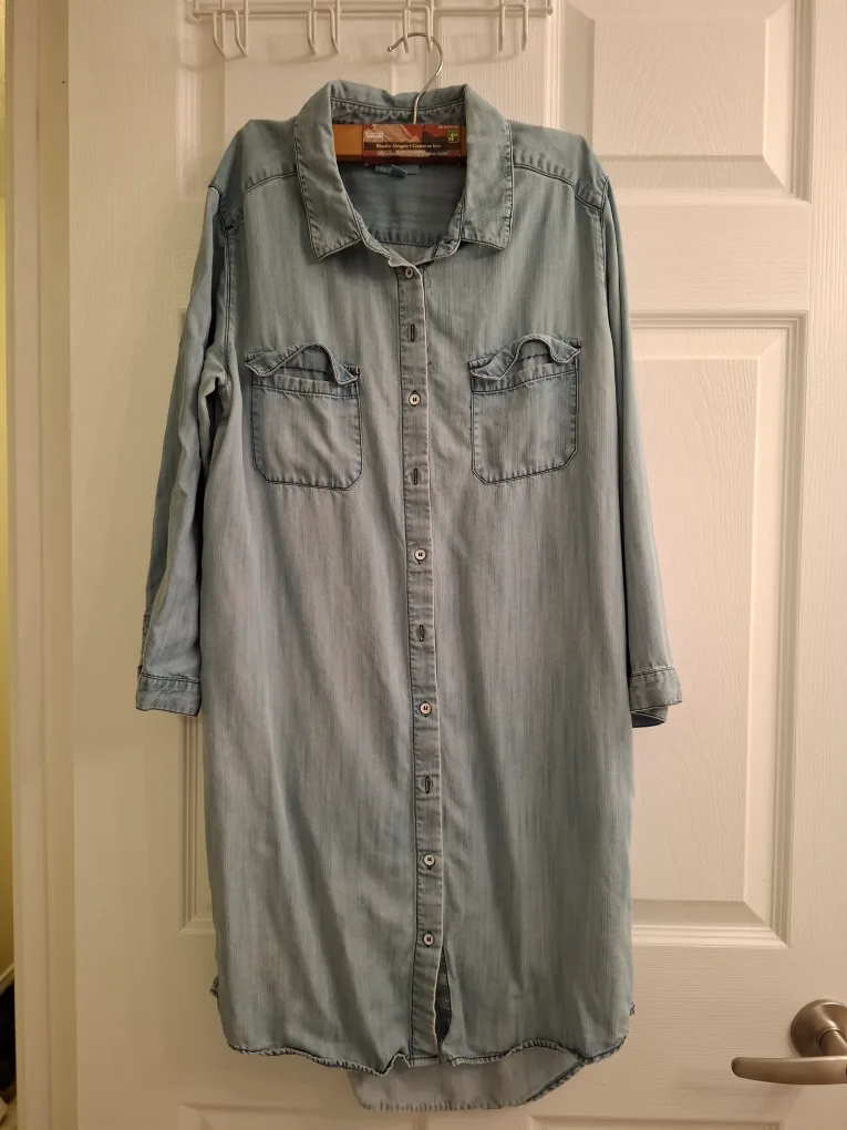 Denim Shirt Dress - Light Wash thumbnail