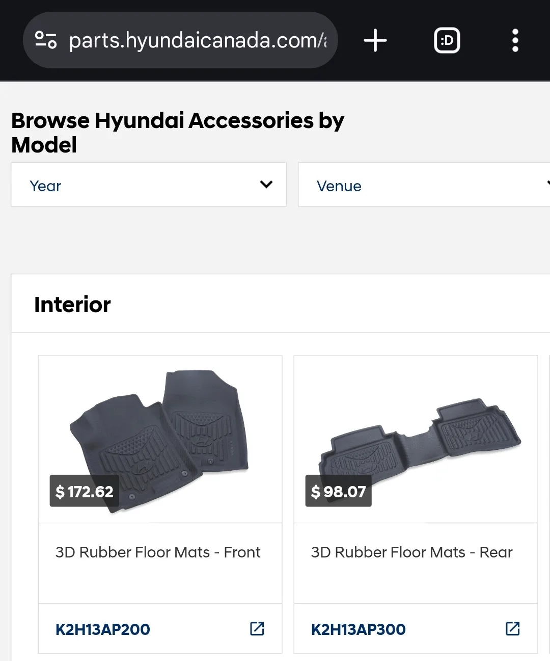 Original Hyundai Venue Floor Mats - Black image indicator(2)