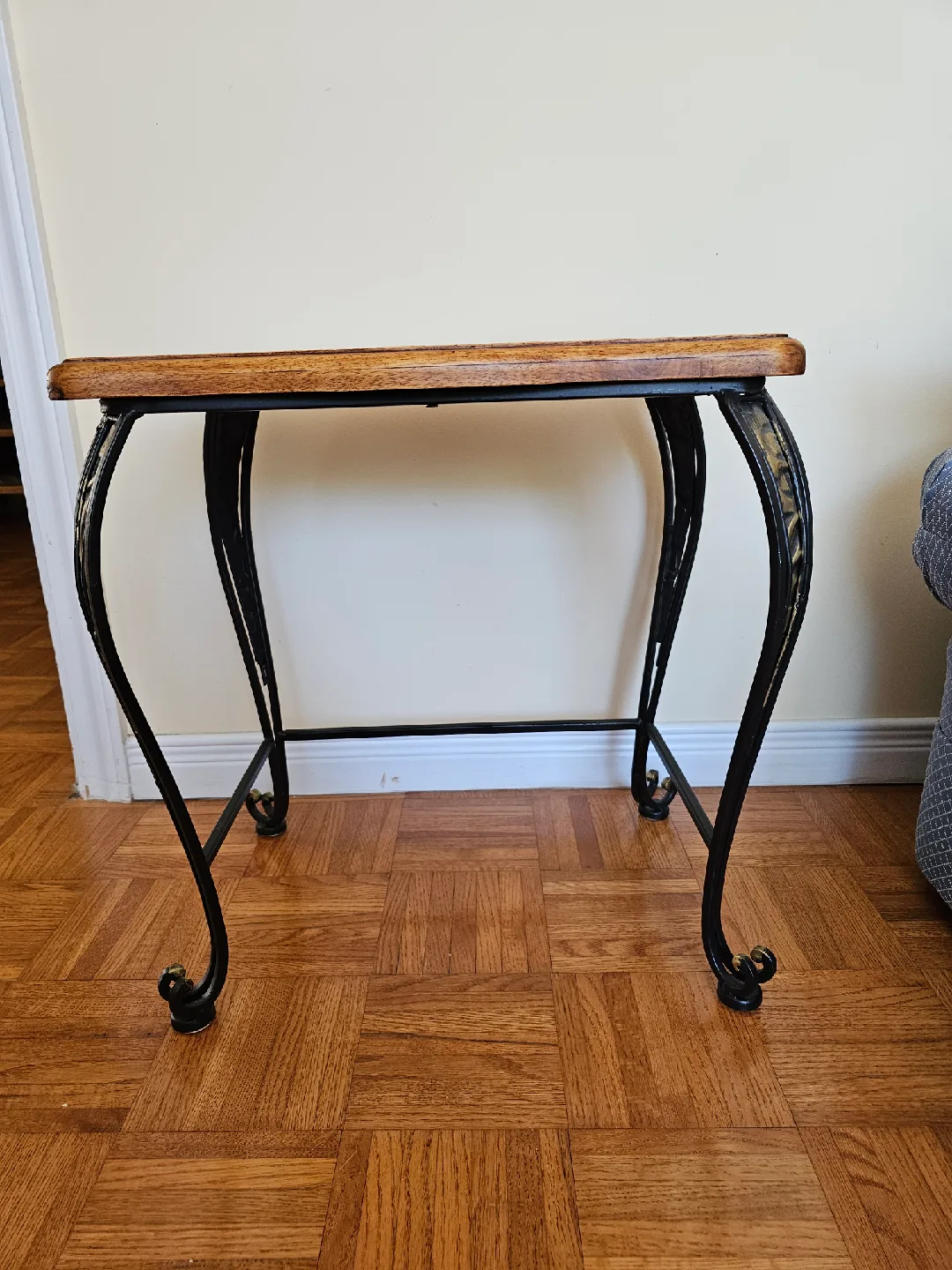Vintage Wood & Metal Accent Table thumbnail