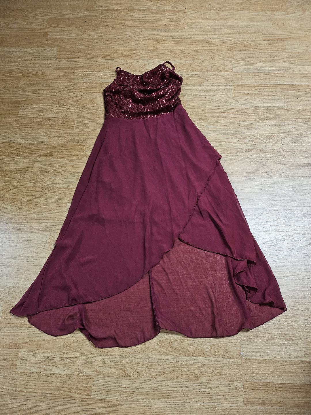 Burgundy Sequin Party Dress