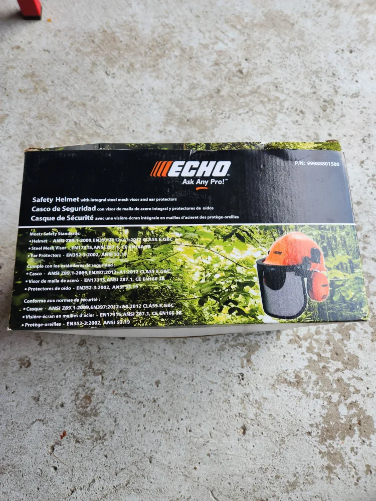 ECHO Safety Helmet with Mesh Visor & Ear Protectors - New! thumbnail