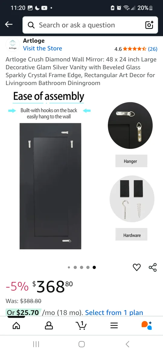 Artloge Crush Diamond Wall Mirror 48 x 24 image indicator(4)