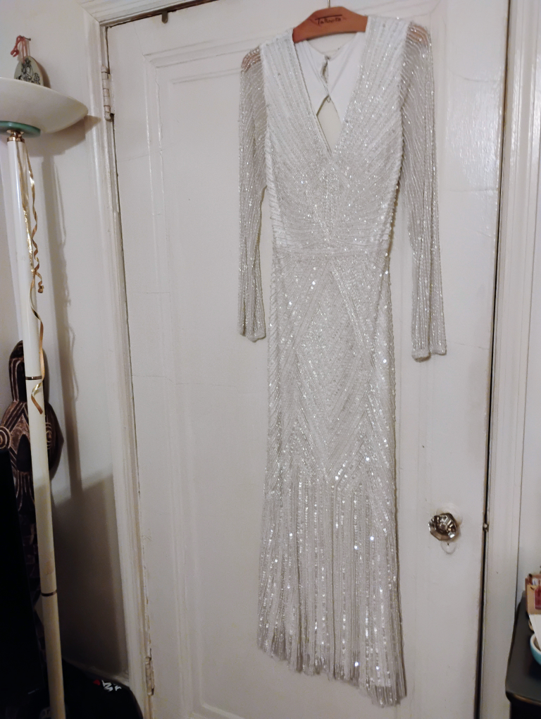 Talbot's White Beaded Long Sleeve Dress - photo 2