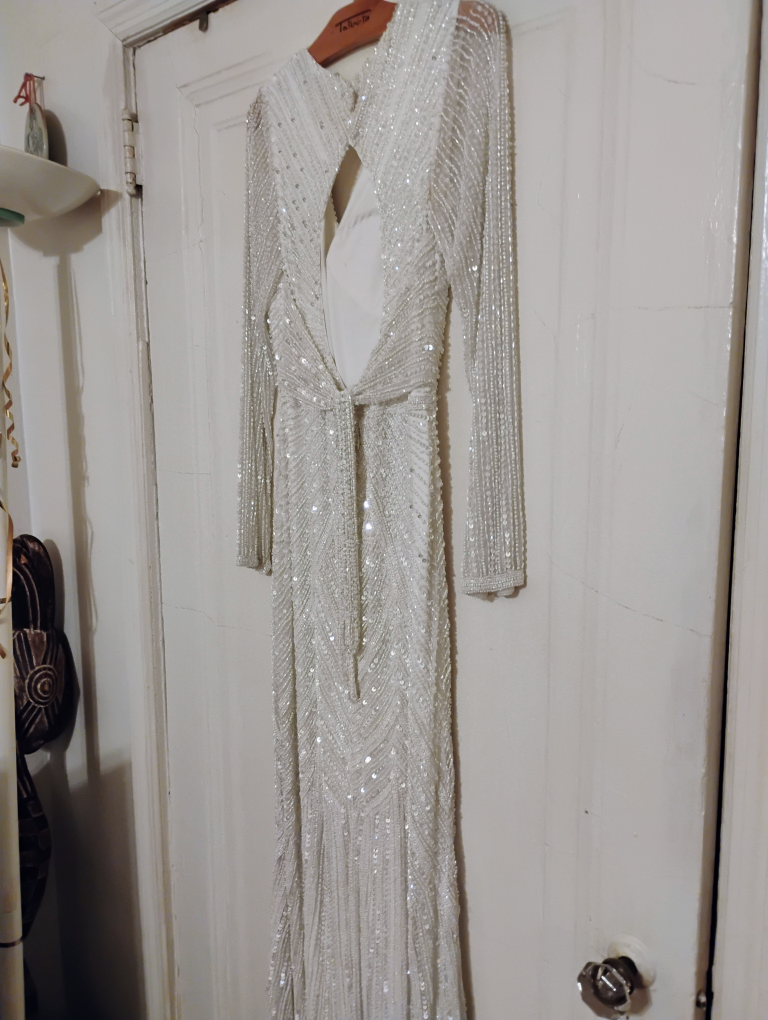 Talbot's White Beaded Long Sleeve Dress - photo 3