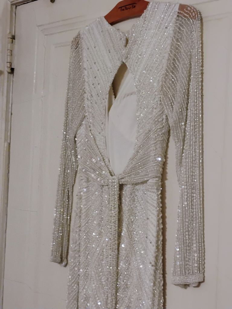 Talbot's White Beaded Long Sleeve Dress - photo 4