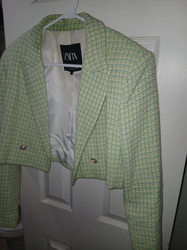 Zara Cropped Tweed Blazer - Size M image indicator(3)