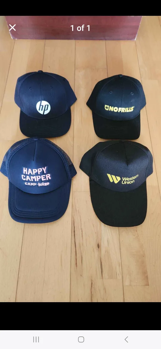 Navy & Pink Happy Camper/ Navy, Black Hats, Caps thumbnail
