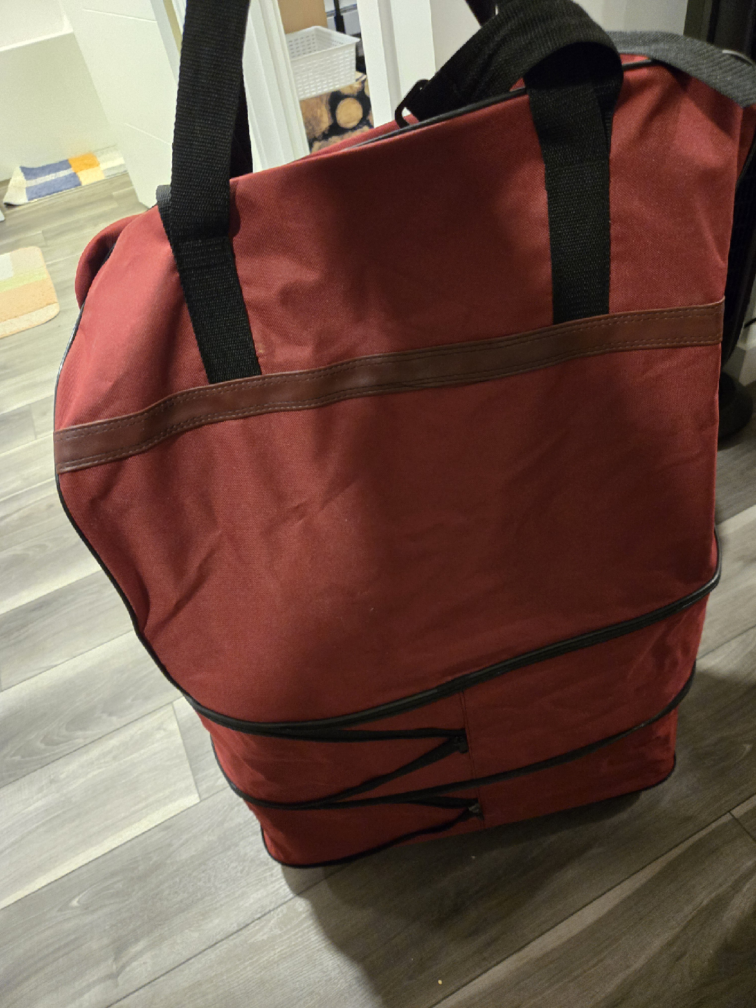 Red Wheeled Rolling Duffel Bag