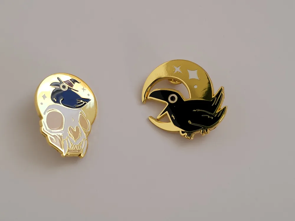 Sabtastic Enamel Pin Set - Crow & Skull thumbnail