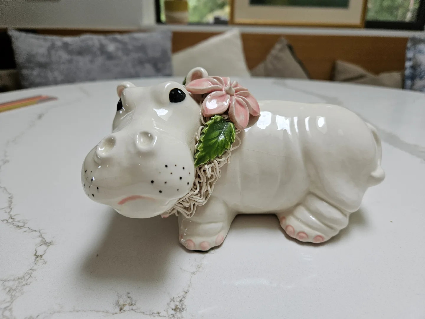 Cute Christmas Decor Ceramic Hippo & Bear Figurines image indicator(2)