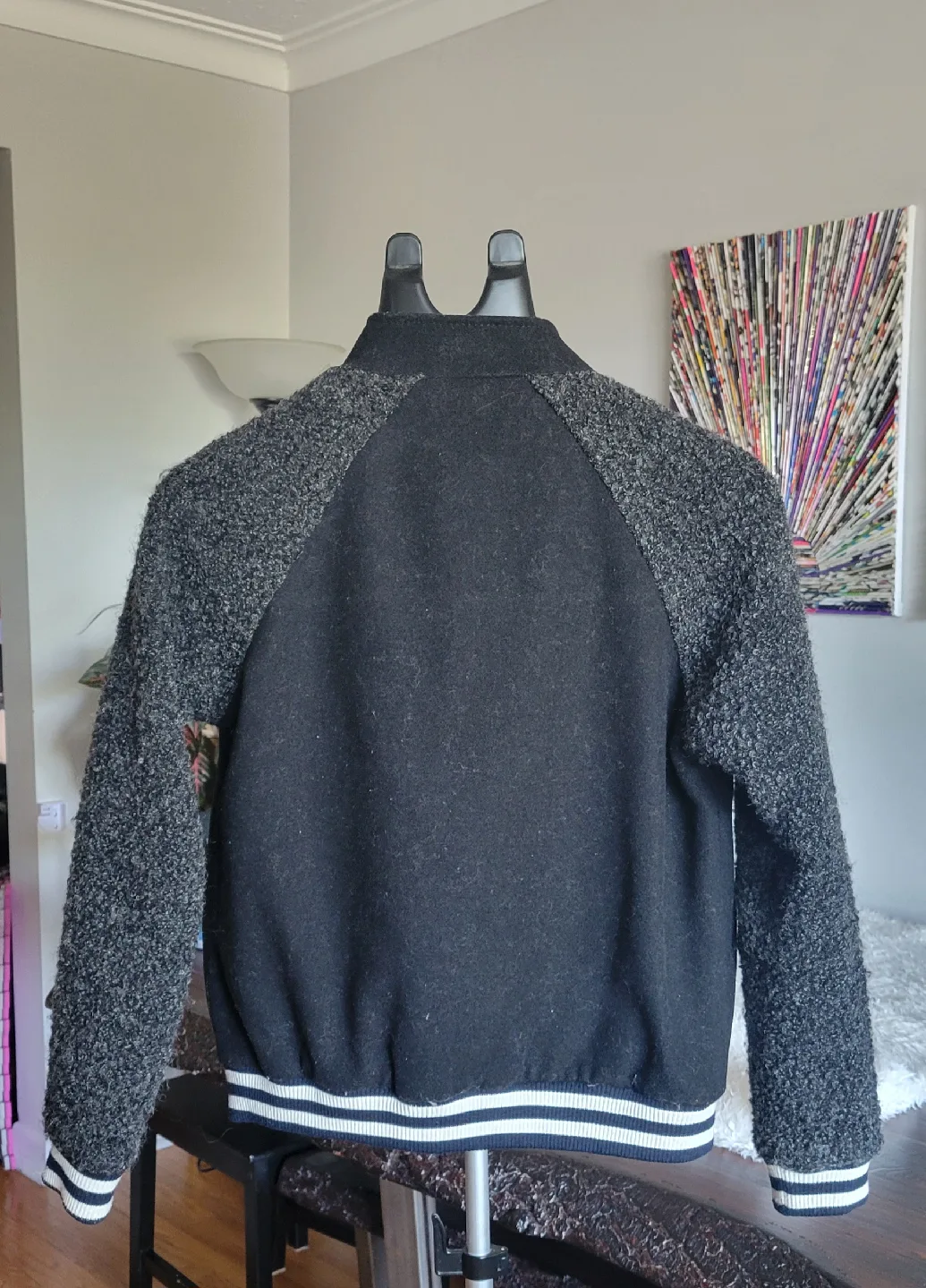 Black Wool Blend Varsity Jacket Size S image indicator(2)