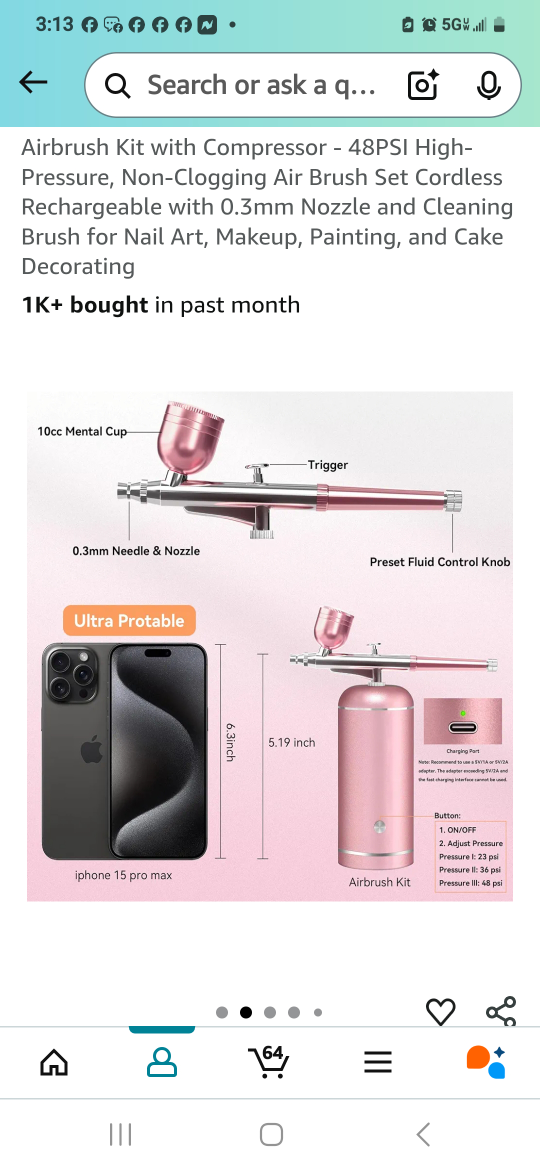 LOISVI Pink Airbrush Kit with Compressor