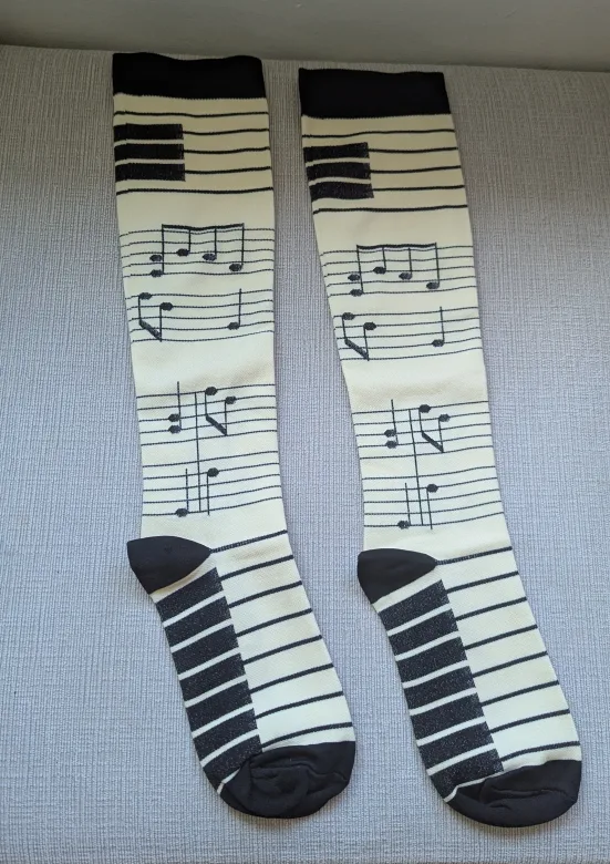 Brand New Musical Note Socks - Black and White thumbnail