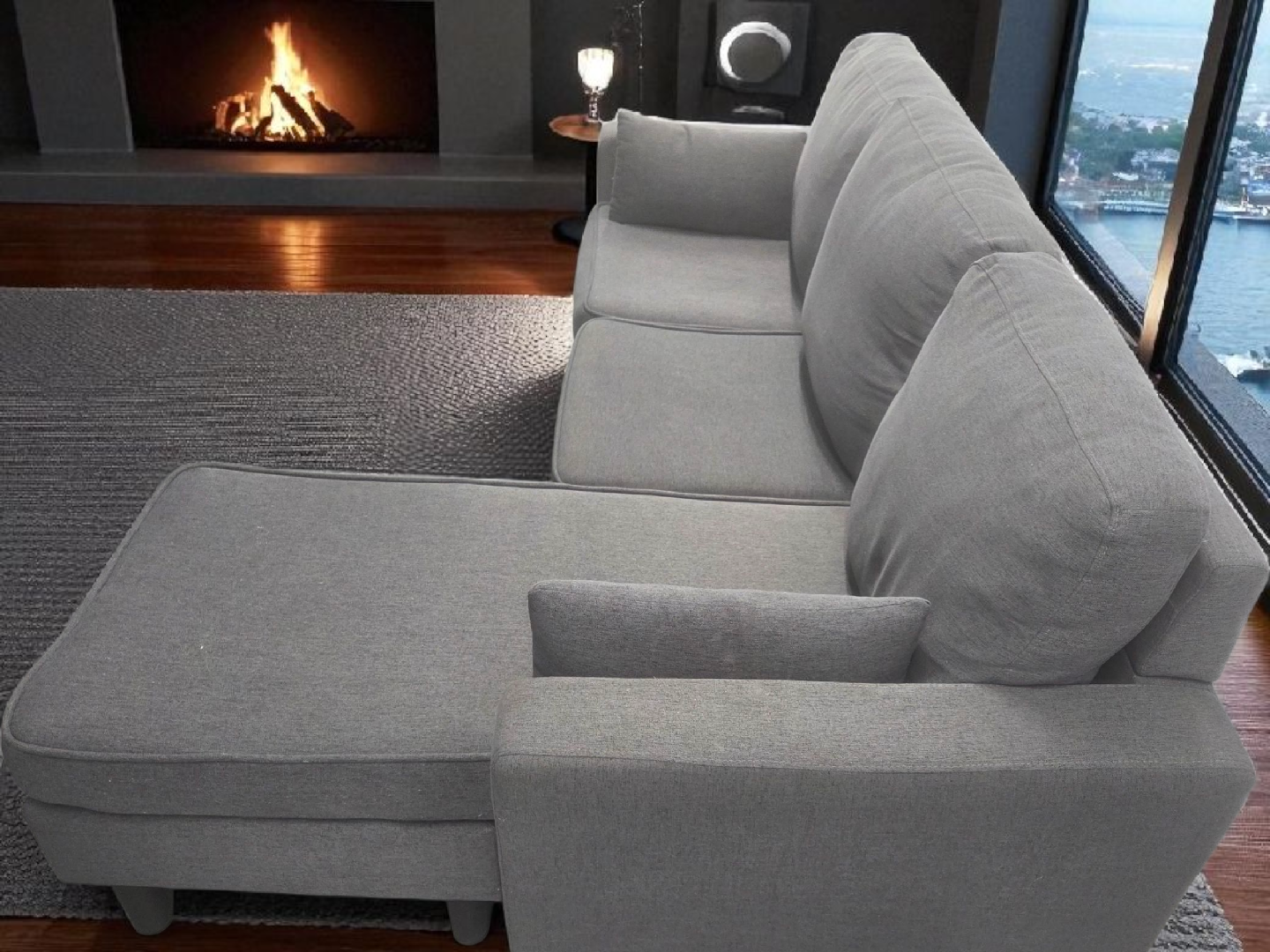 Grey Sectional Sofa with Chaise Lounge - photo 2
