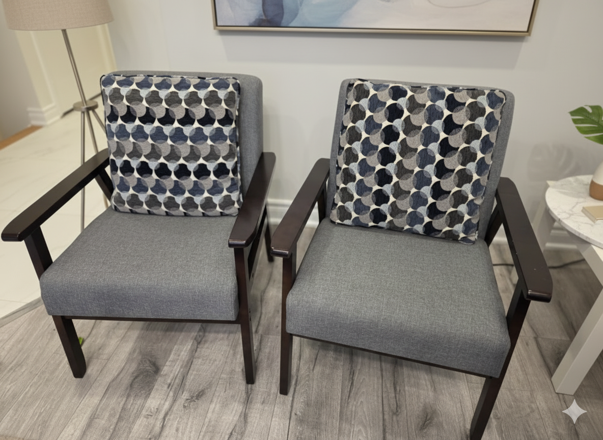 Pair of Armchairs with Cushions - Grey - photo 2