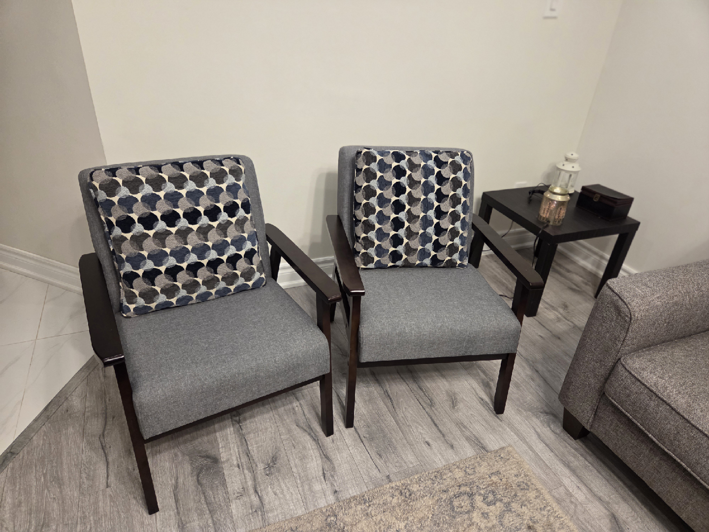 Pair of Armchairs with Cushions - Grey - photo 3
