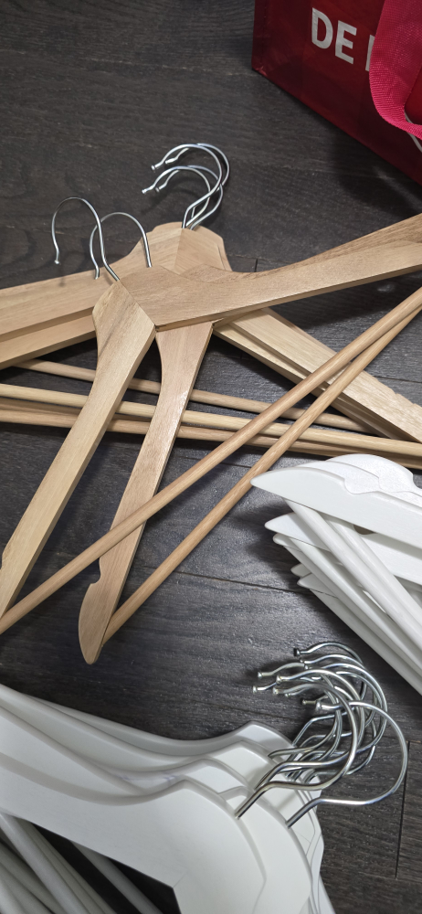 Wooden Clothes Hangers - White & Natural - photo 3