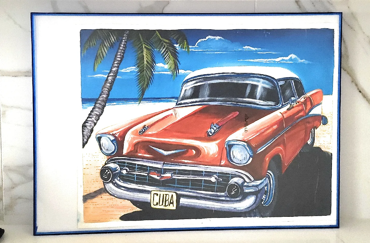 Art print of 1957 Chevrolet Bel Air with CUBA plate. 28 x 20" image indicator(6)