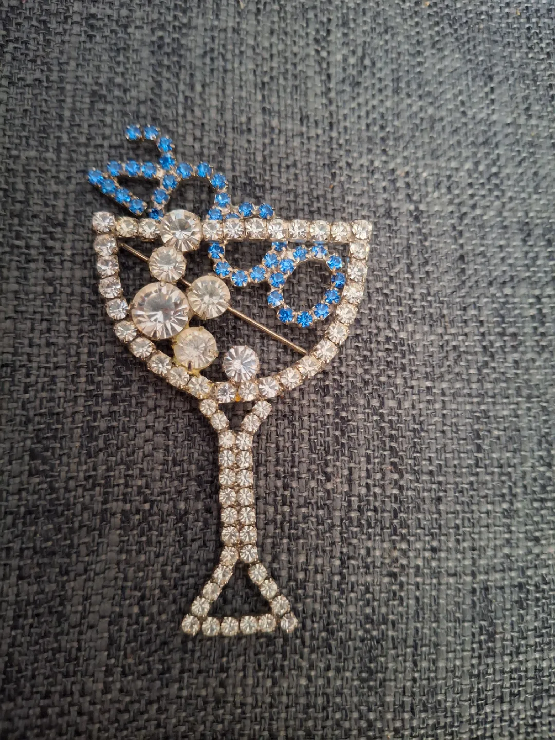 Cocktail Glass Rhinestone Brooch thumbnail