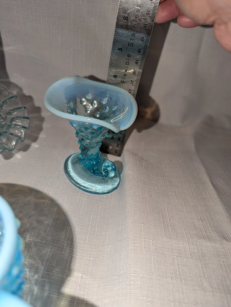 Vintage Fenton Blue Opalescent Hobnail Glass pieces image indicator(5)