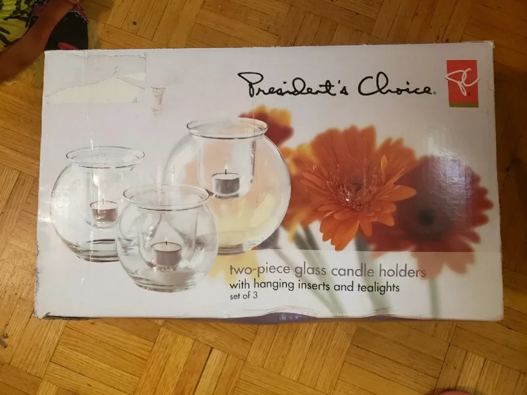 President's Choice Glass Candle Holders (Set of 3) 🥕 thumbnail
