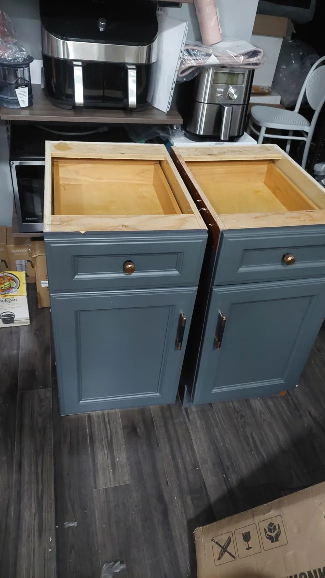 Pair of Grey Kitchen Cabinets thumbnail