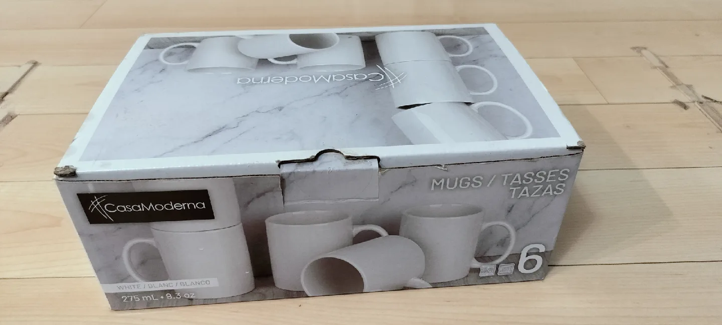 White Mugs Set of 6, in Box image indicator(2)