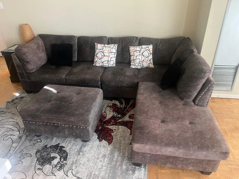 Brown Sectional Sofa with Ottoman image indicator(2)