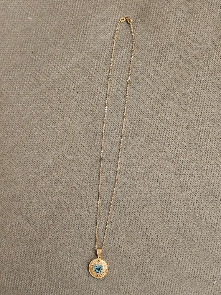 Sterling silver Gold plated Necklace with Blue Stone Pendant image indicator(3)