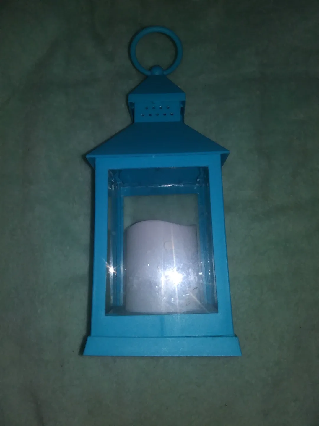 Blue Decorative Lantern with Candle