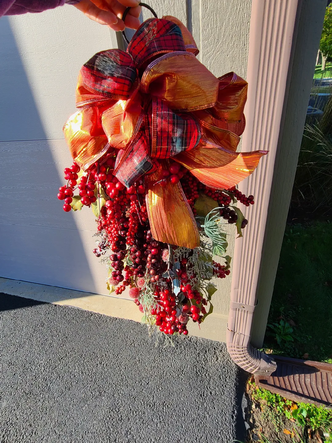 Holiday Berry Wreath with Bow thumbnail