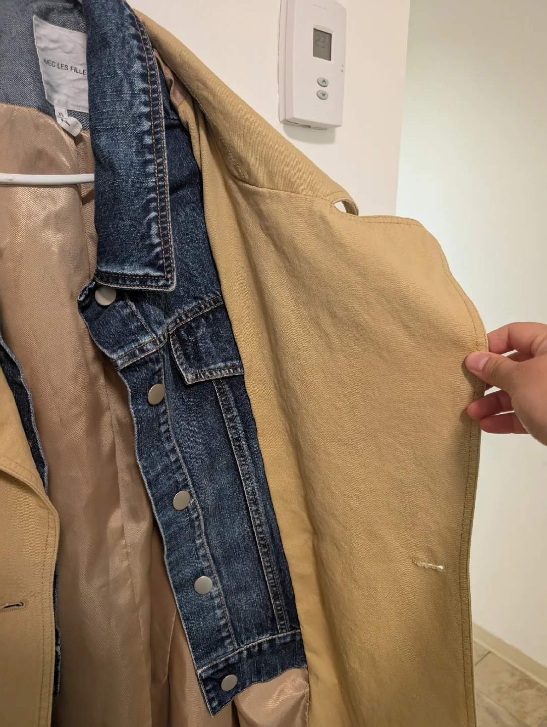 Avec Les Filles Trench Coat with Denim Jacket - XL image indicator(2)