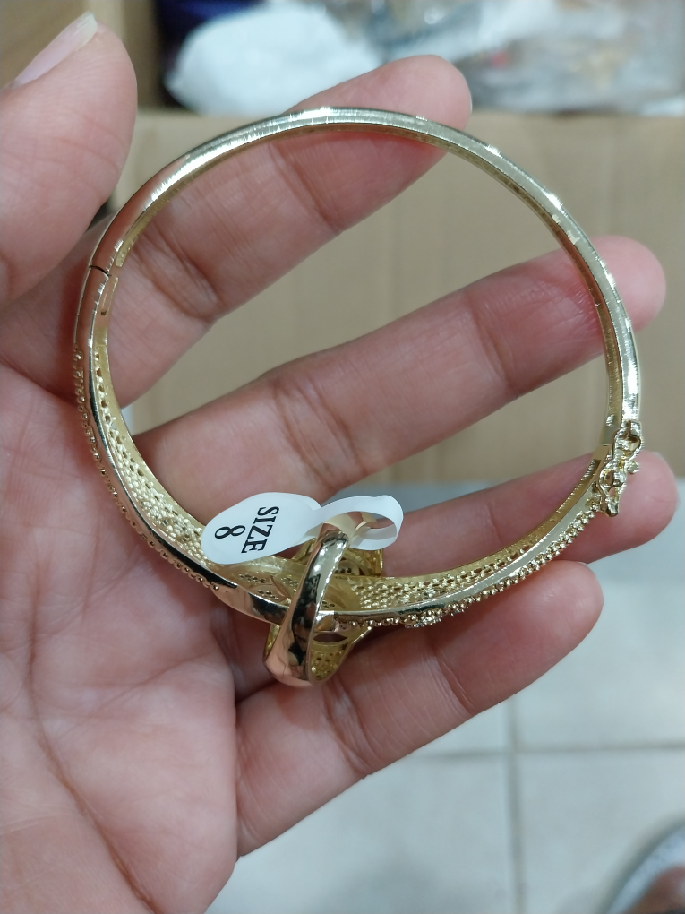 Gold Bangle Bracelet with Ring - Size 8 - photo 4