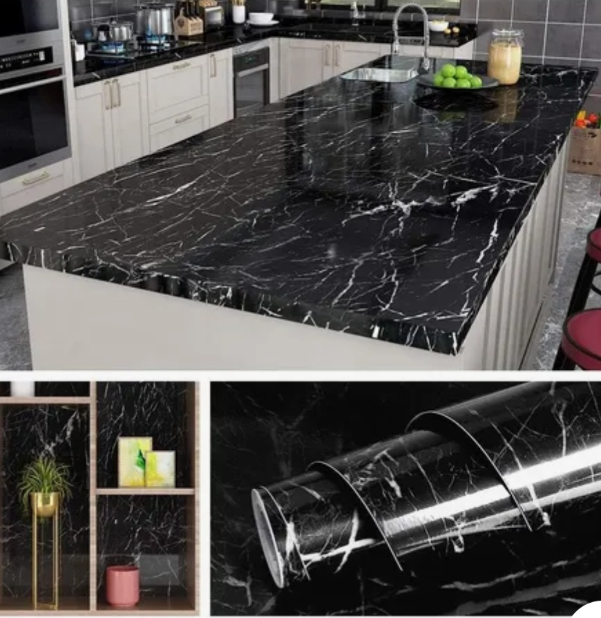 Liveesy Marble Black Countertop Peel and Stick Wallpaper